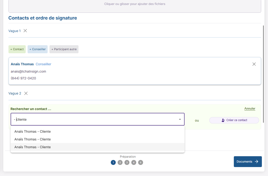 Rechercher le nom du contact de votre base de donnée Équisoft.
