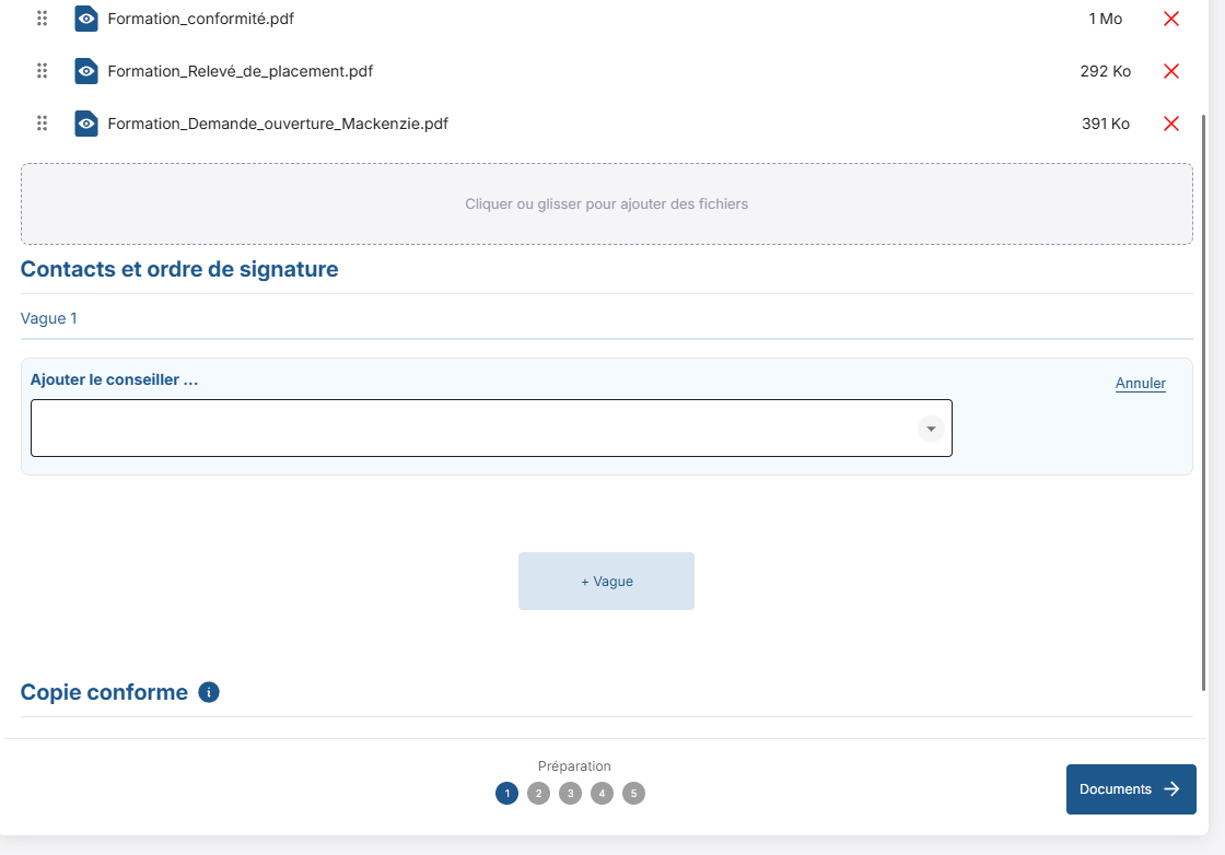 Cliquez sur la flèche et la liste de tous les conseillers de votre institution va apparaitre.