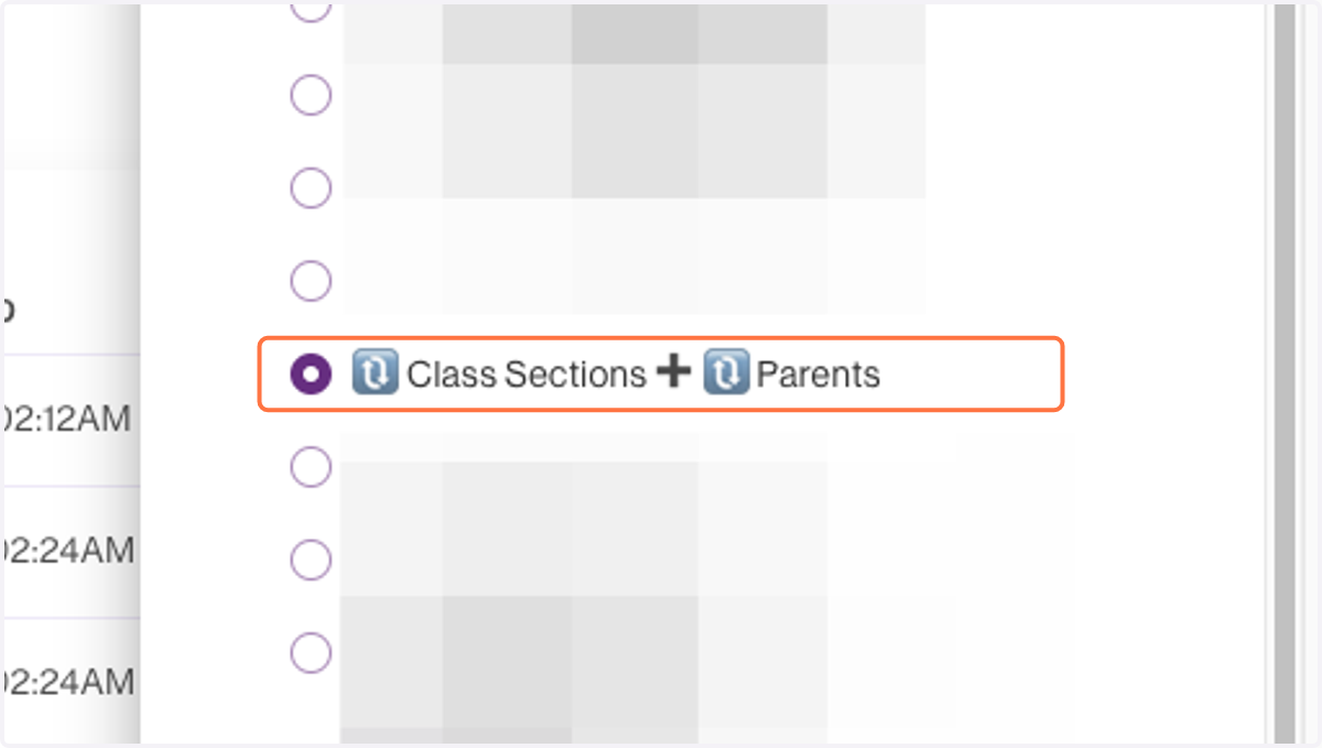 Select 🔃 Class Sections➕ 🔃 Parents