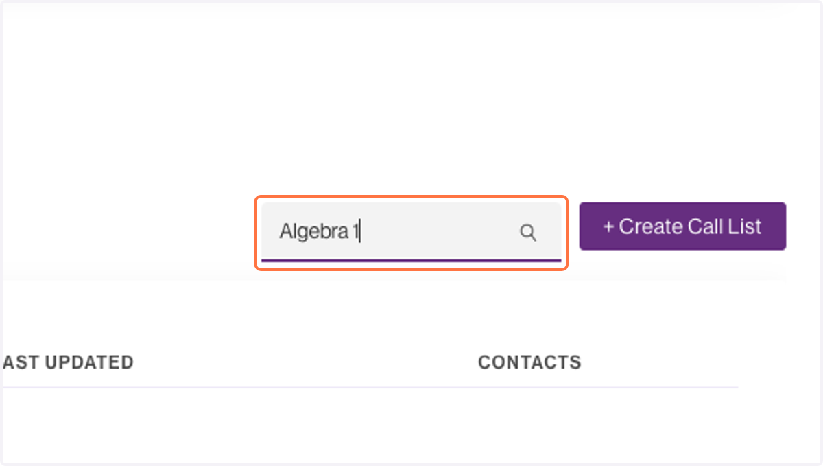 Type "Algebra 1" to search for your list