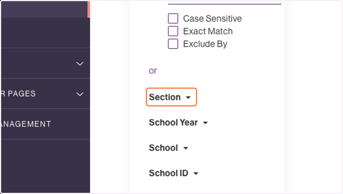 Click on Section