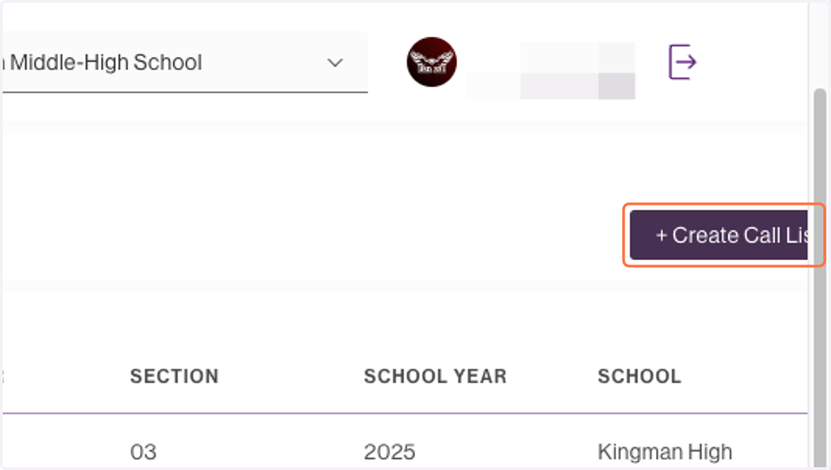 Click on + Create Call List