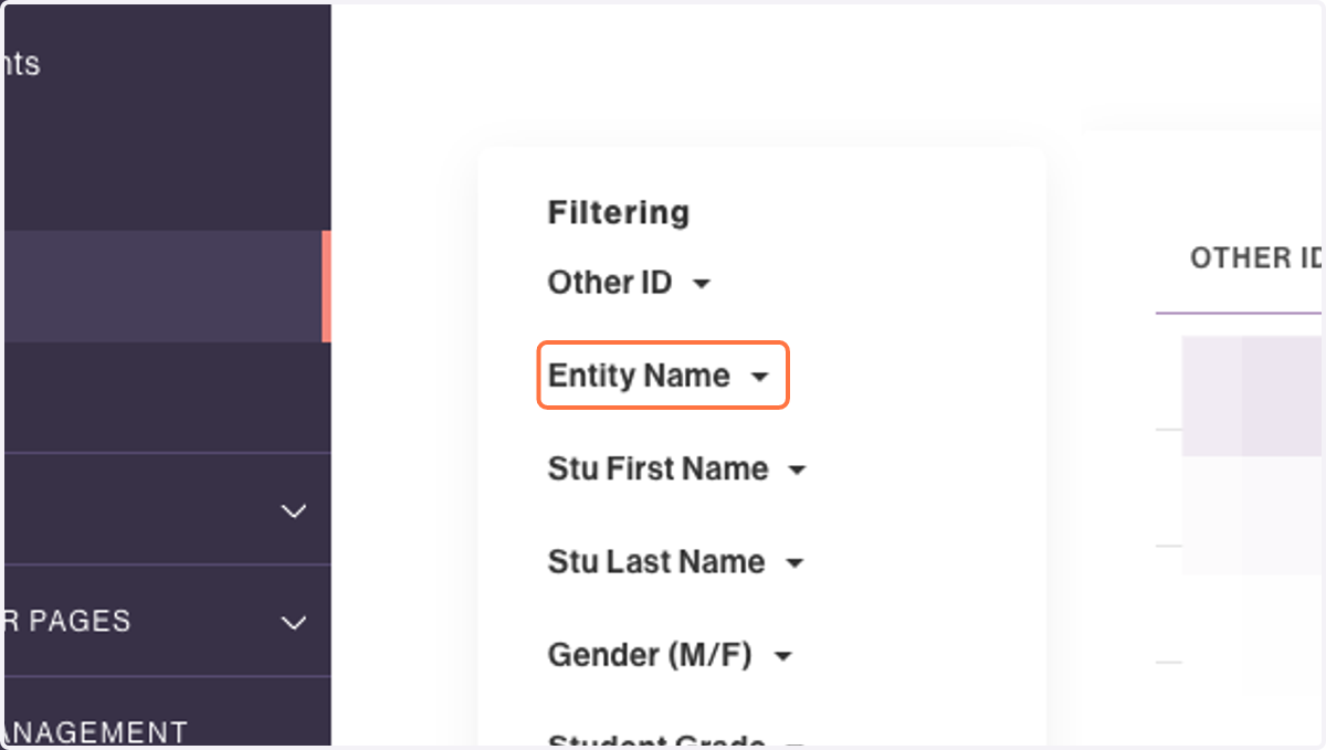 Click on Entity Name