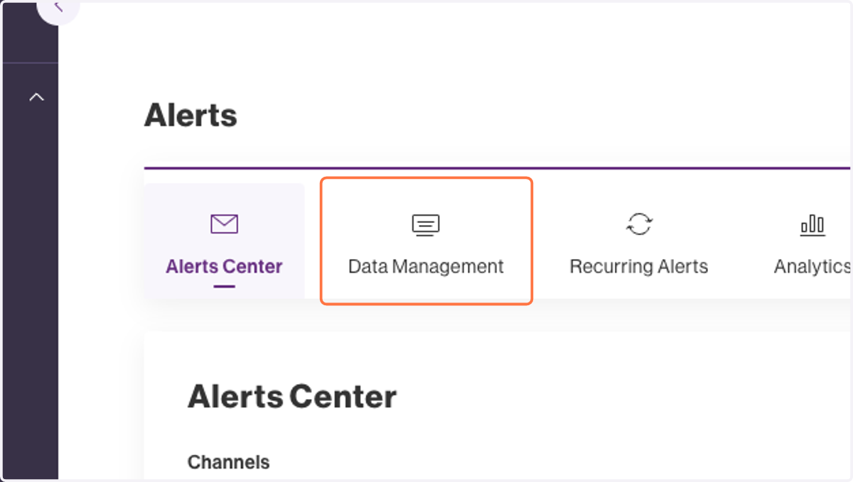 Click on Data Management