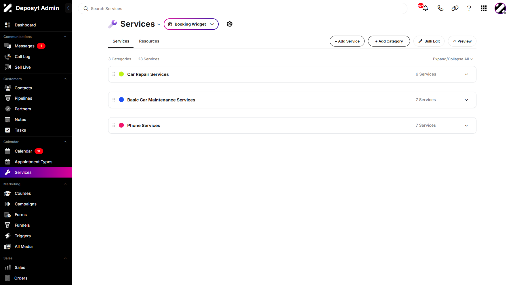 Step 4: You can now see that all the categories are collapsed.