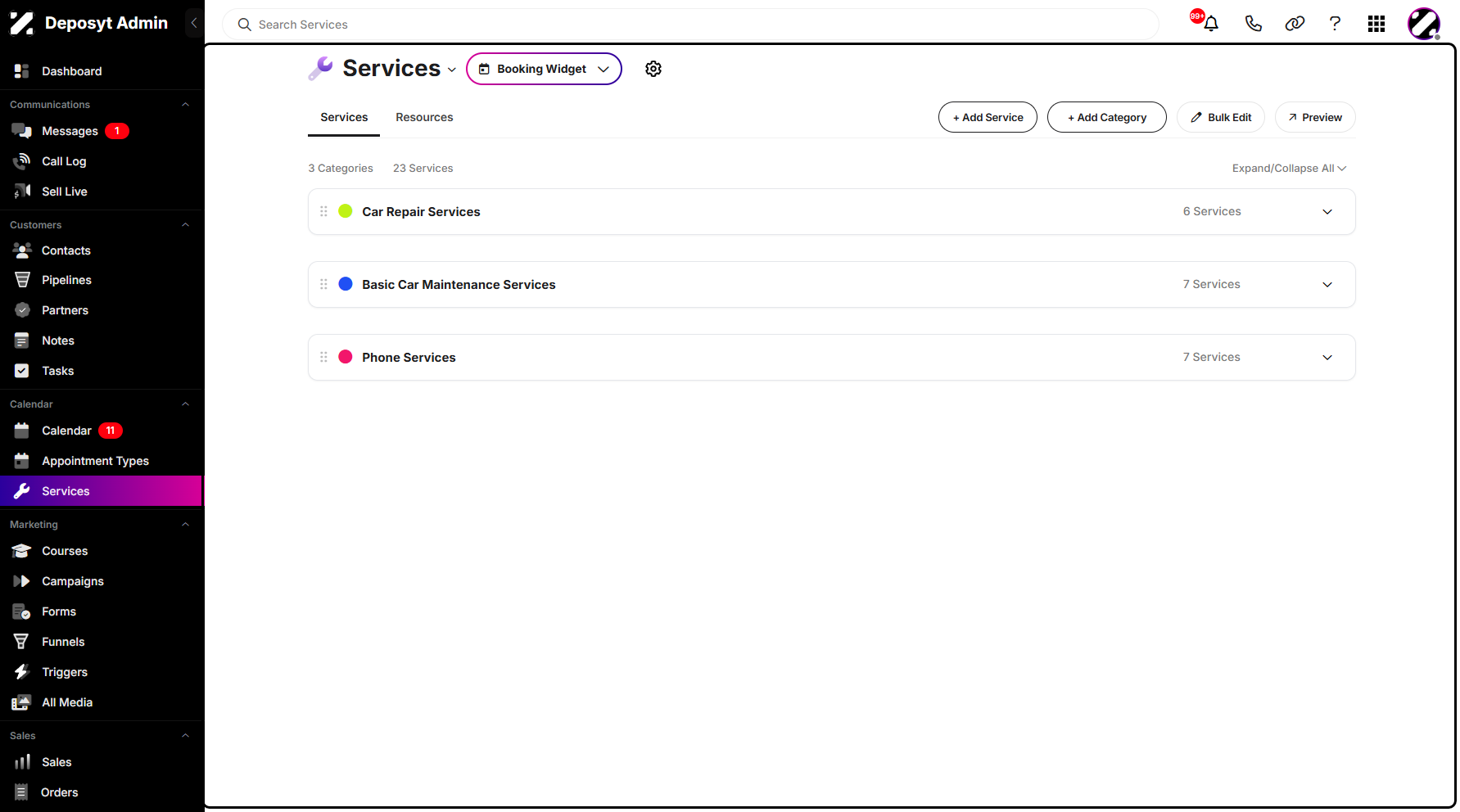 Step 4: You can now see that all the categories are collapsed.