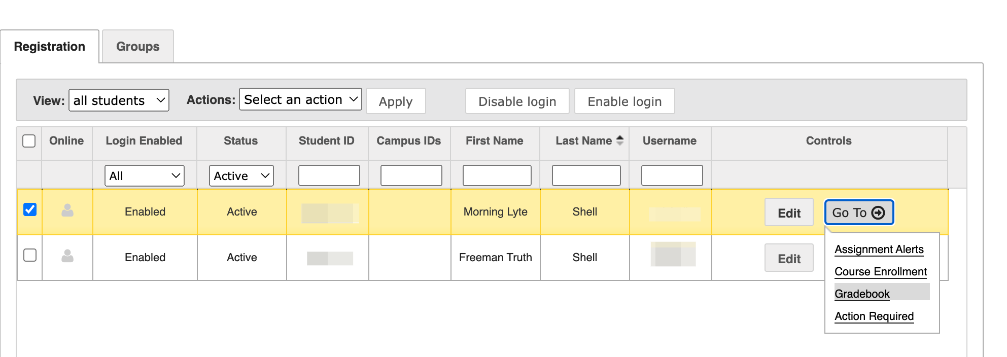 From the dropdown menu, click on Gradebook