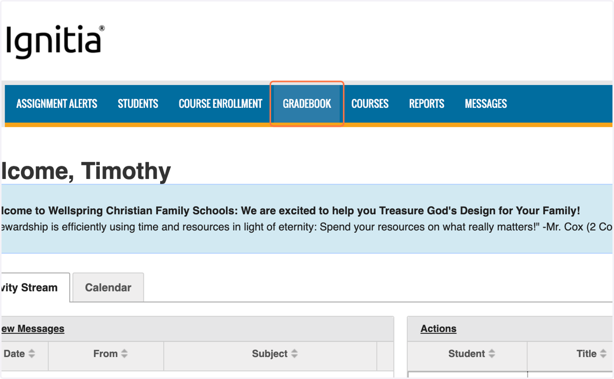 Click on the GRADEBOOK tab