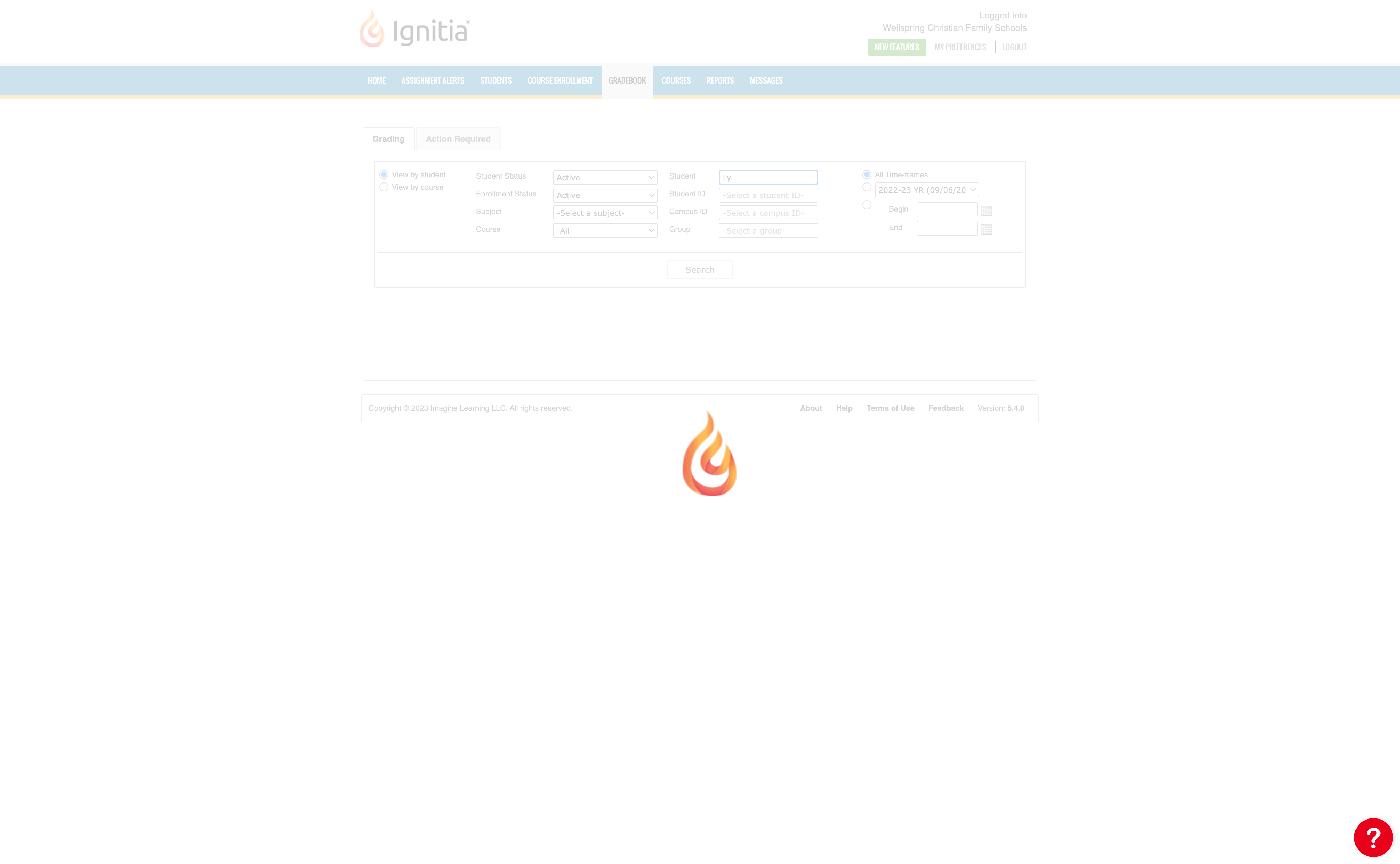 Filter for your student by typing a few letters of their name in the 'Student' field.