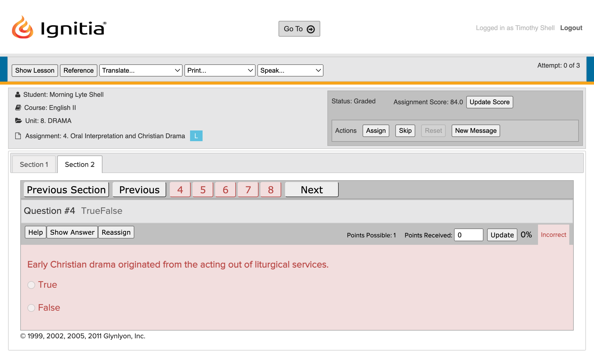Access the Gradebook from anywhere by using the 'Go To' button.