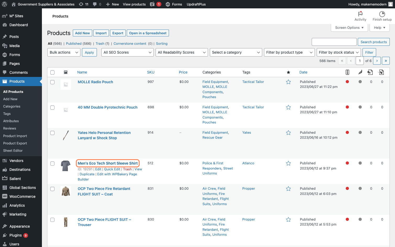 Find the product you would like to edit and click on the blue title. You can use the search bar in the top right to search by GSA # or title.