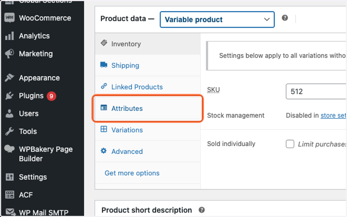 Click on Attributes.