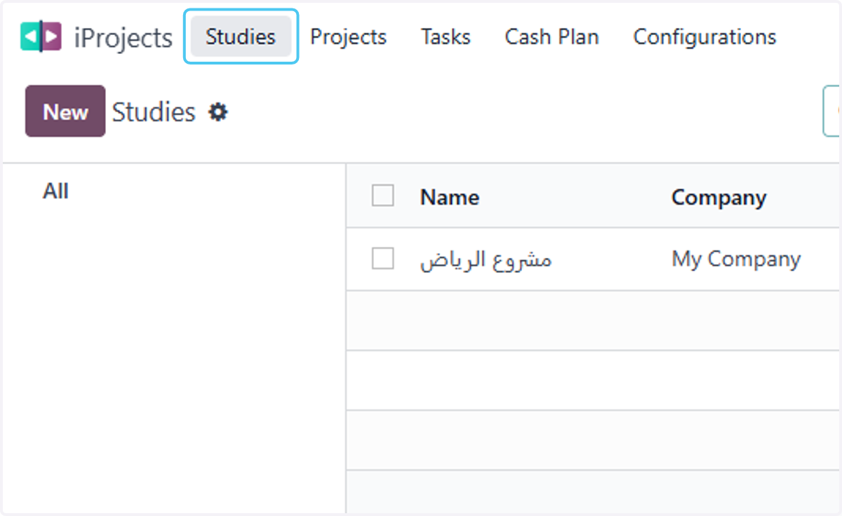 Click on Studies