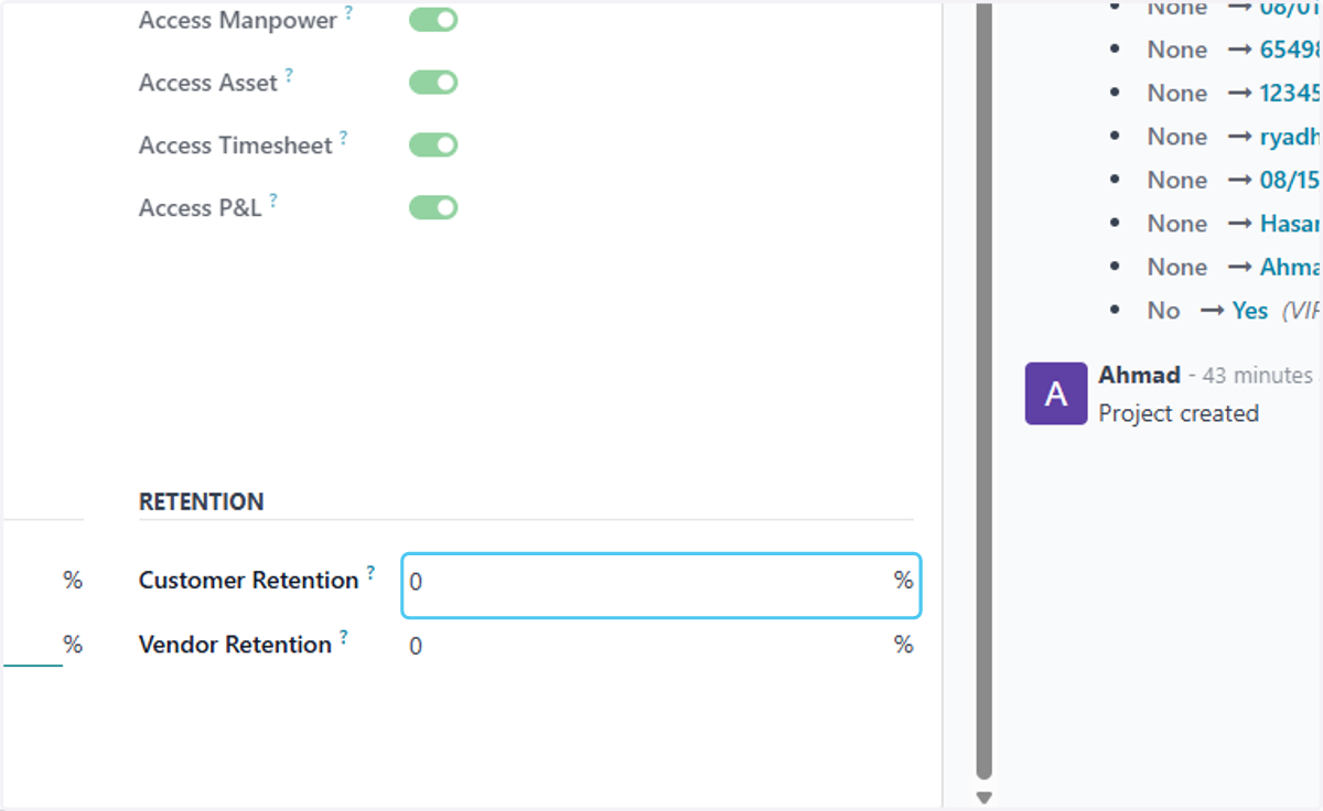 type the customer retention percent