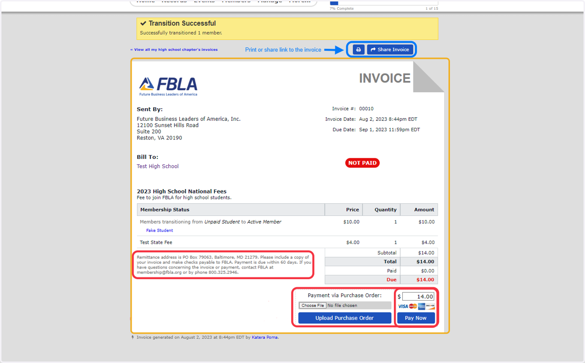 Click on Quote for Purchase Orders or go straight to Invoice.