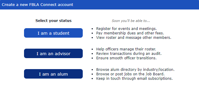 Click on I am a student