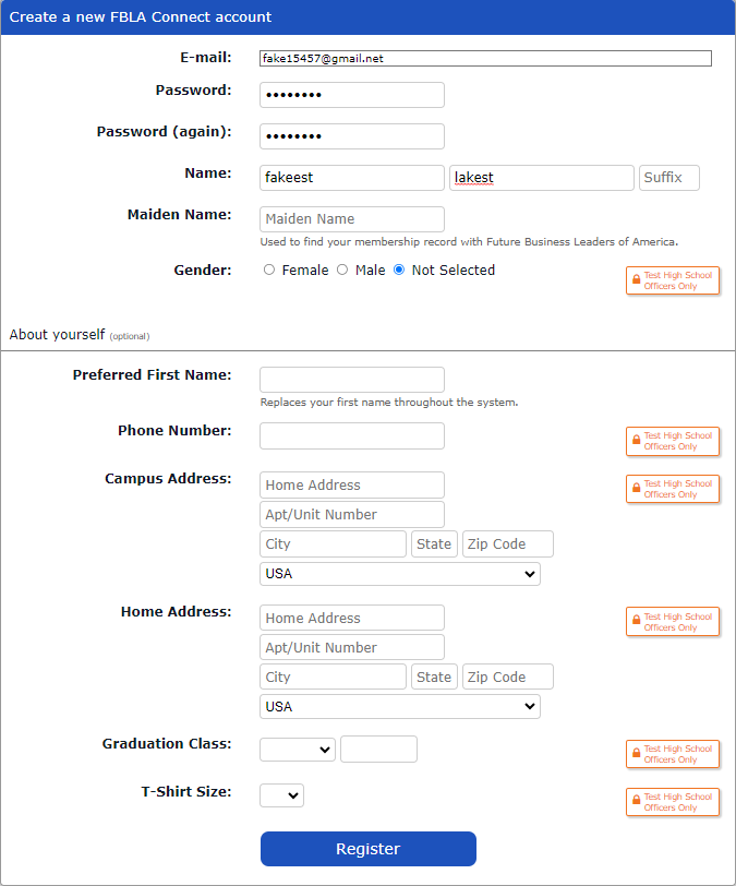 Student will fill out form and Submit
