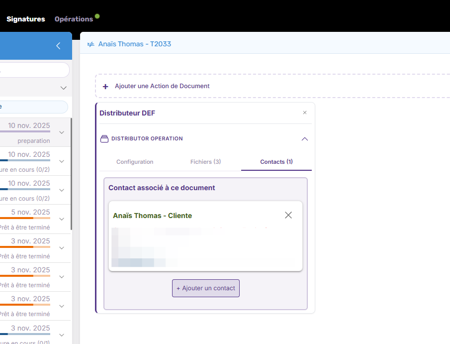 Cliquez sur ajouter un contact si nécessaire