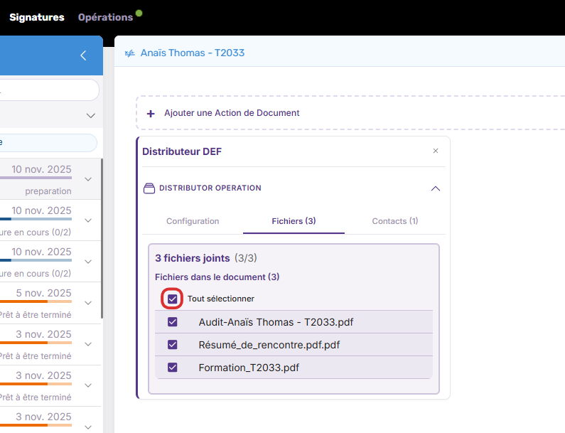 Ajuster les fichiers à partager au besoin