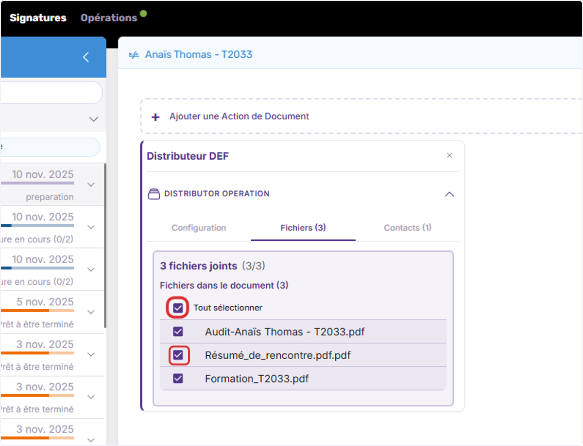 Ajuster les fichiers à partager au besoin