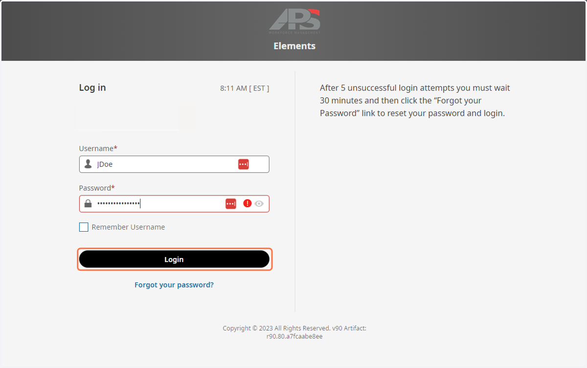 Enter in your username and temporary password from the email you received