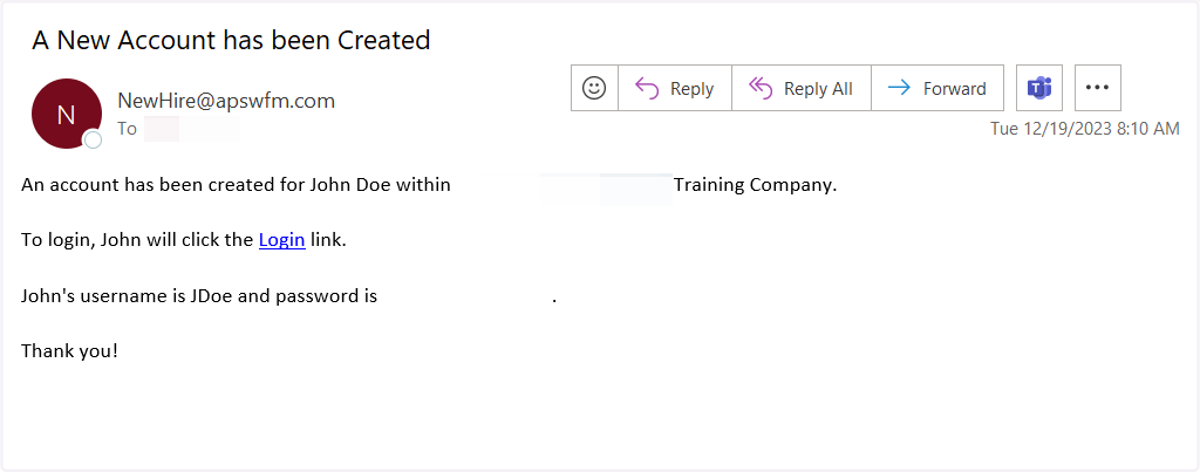 Check your email account for your New Hire email