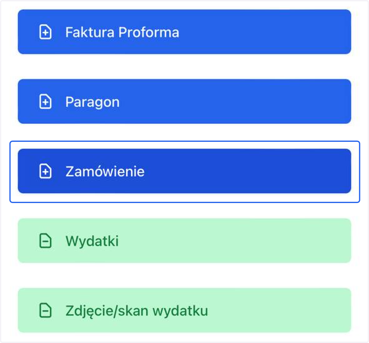 Stuknij w kafelek Zamówienie.