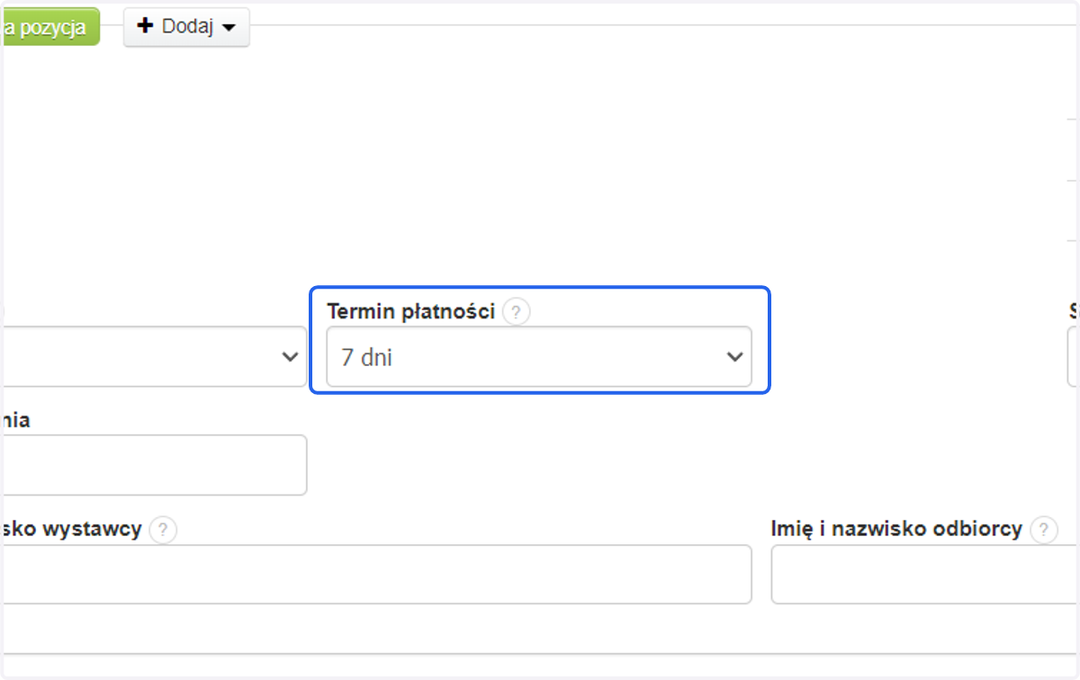 Ustaw termin płatności.
