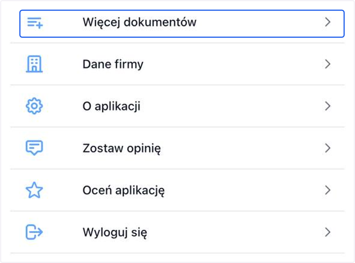 Następnie stuknij w opcję Więcej dokumentów.