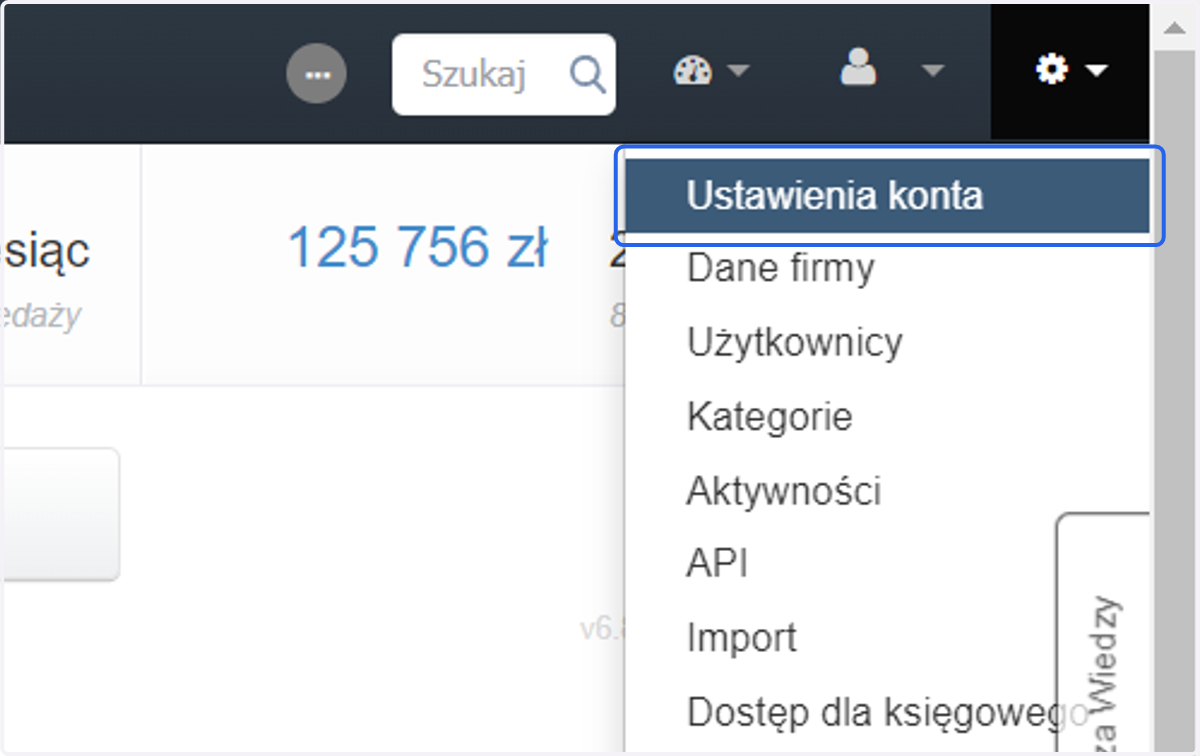 Wybierz opcję "Ustawienia konta".