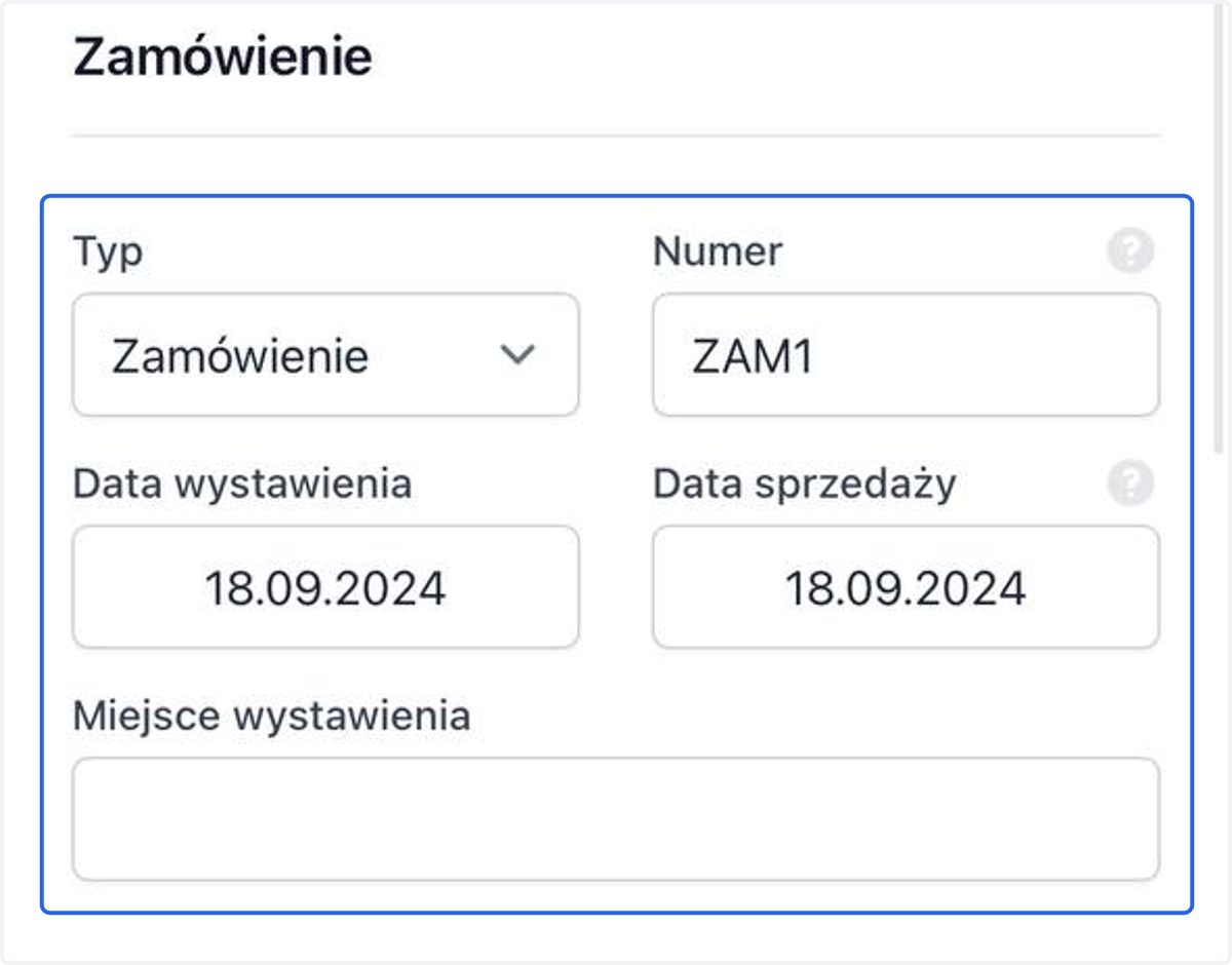 Sprawdź lub popraw podstawowe dane dokumentu.