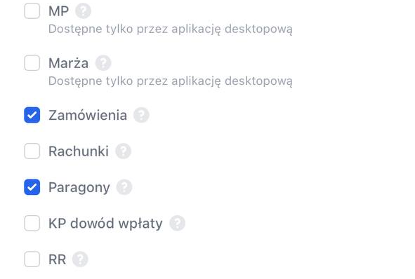 Zaznacz checkbox przy opcji Zamówienia.