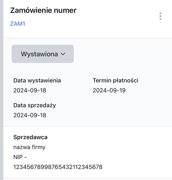 Zamówienie jest wystawione. Sprawdź poprawność danych na dokumencie i wyślij je swojemu kontrahentowi.