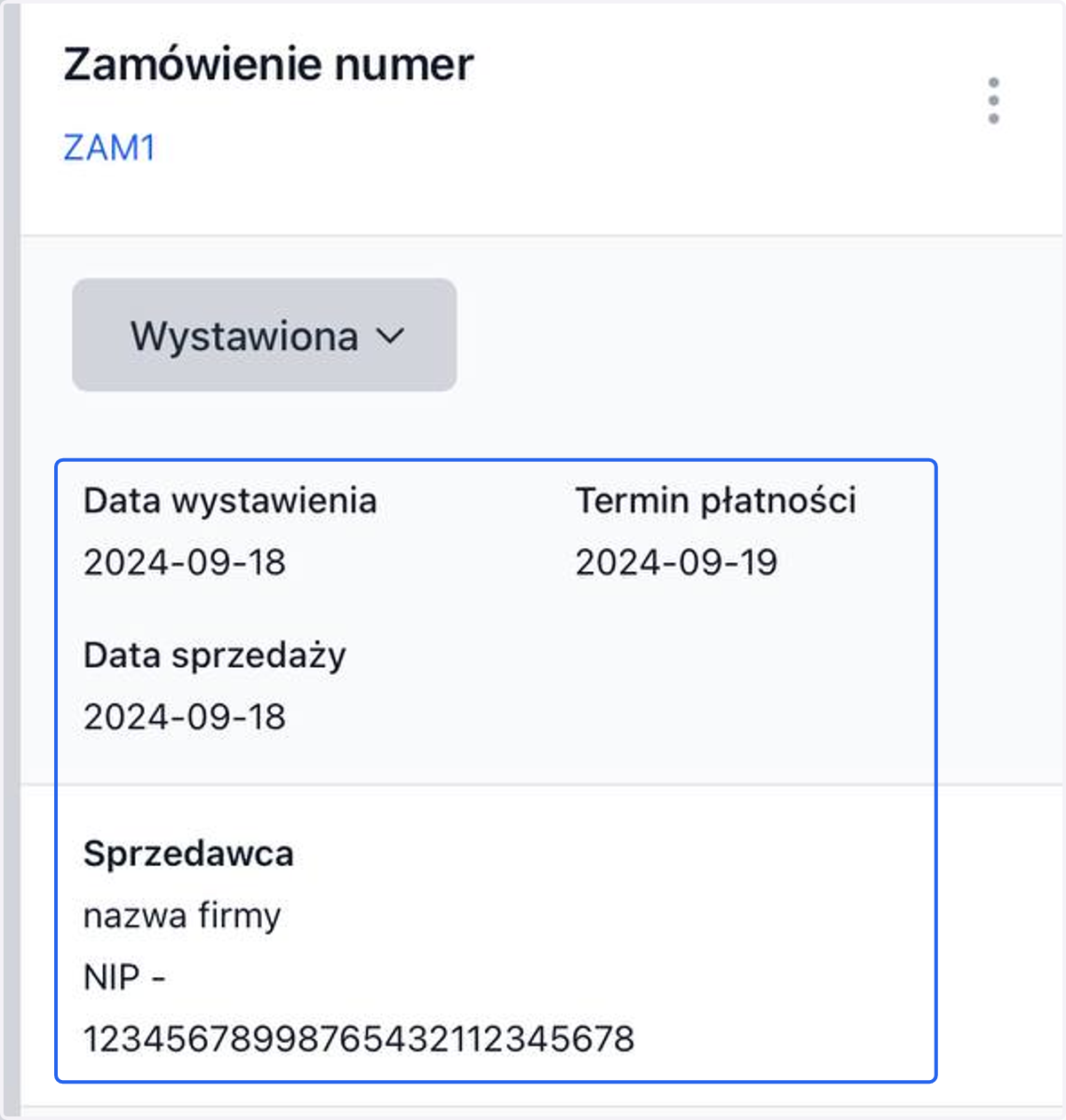 Zamówienie jest wystawione. Sprawdź poprawność danych na dokumencie i wyślij je swojemu kontrahentowi.