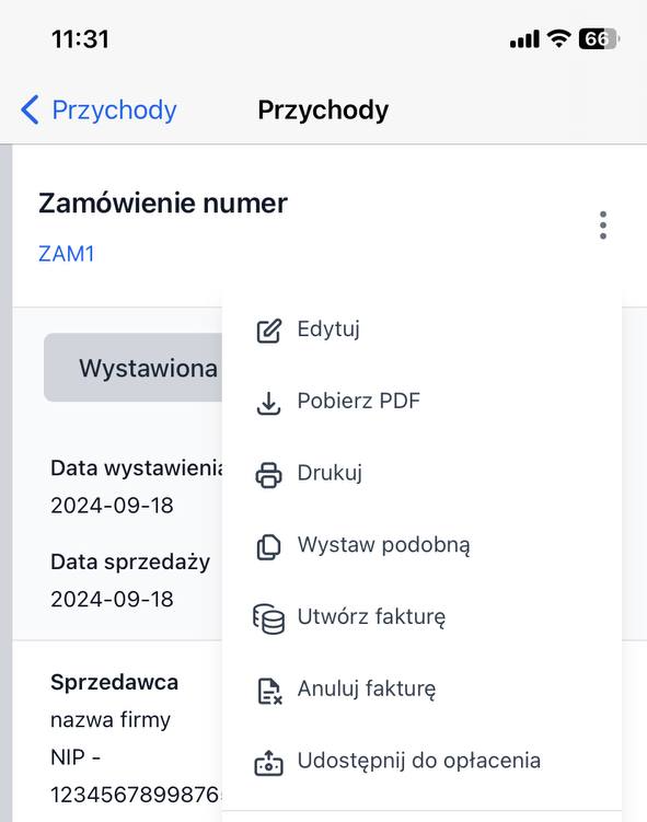 W każdej chwili możesz również Edytować dokument lub skorzystać z innych dostępnych czynności.