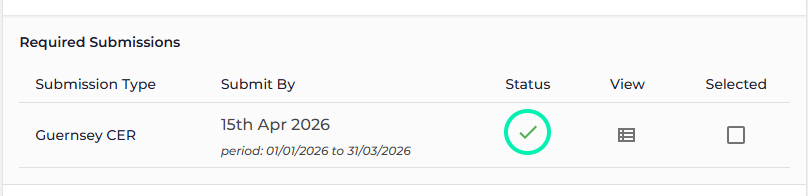 If the submission has been successful you will see a green tick icon
