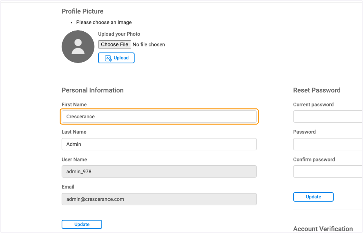 Click on First Name