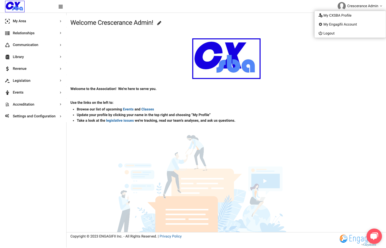 Click on Crescerance Admin