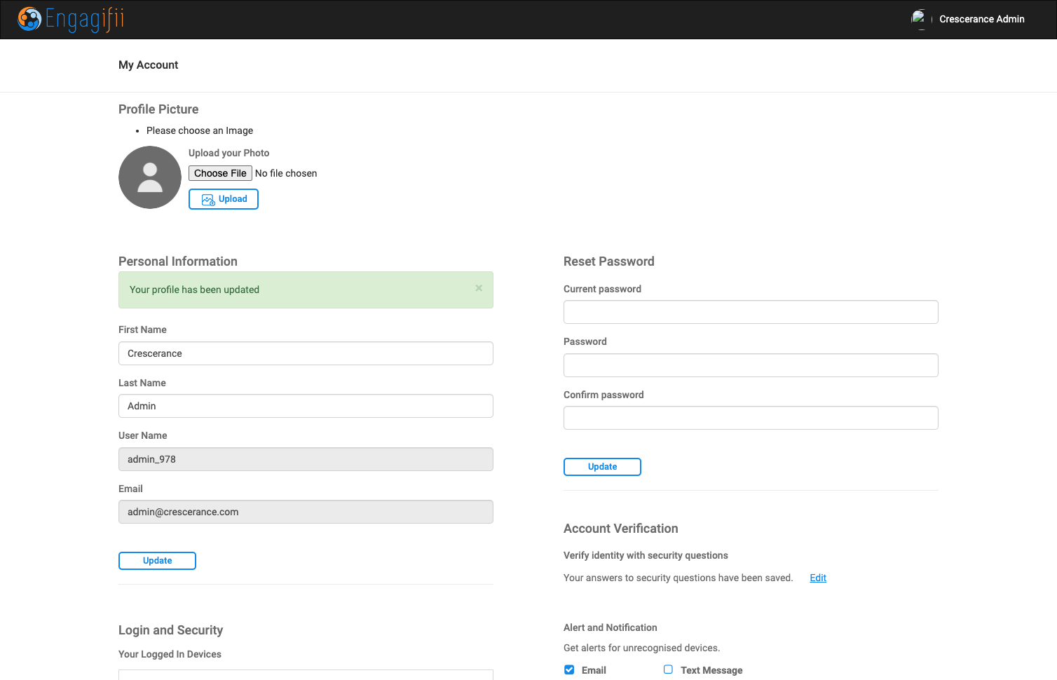 Click on password field