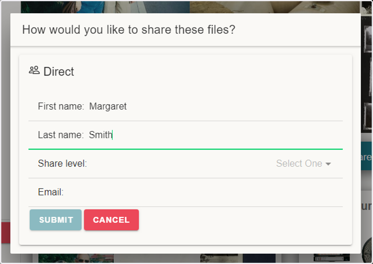 Fill out the 'First Name' and 'Last Name' fields