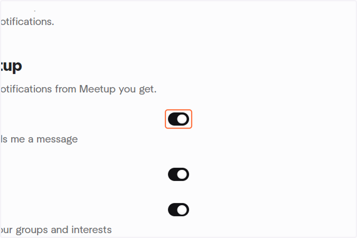 Scroll down further to section "Updates from Meetup". We suggest several selections to consider.