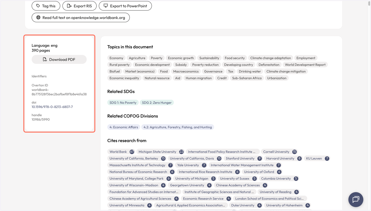 Scroll through the record to find the box that contains 'Identifiers'