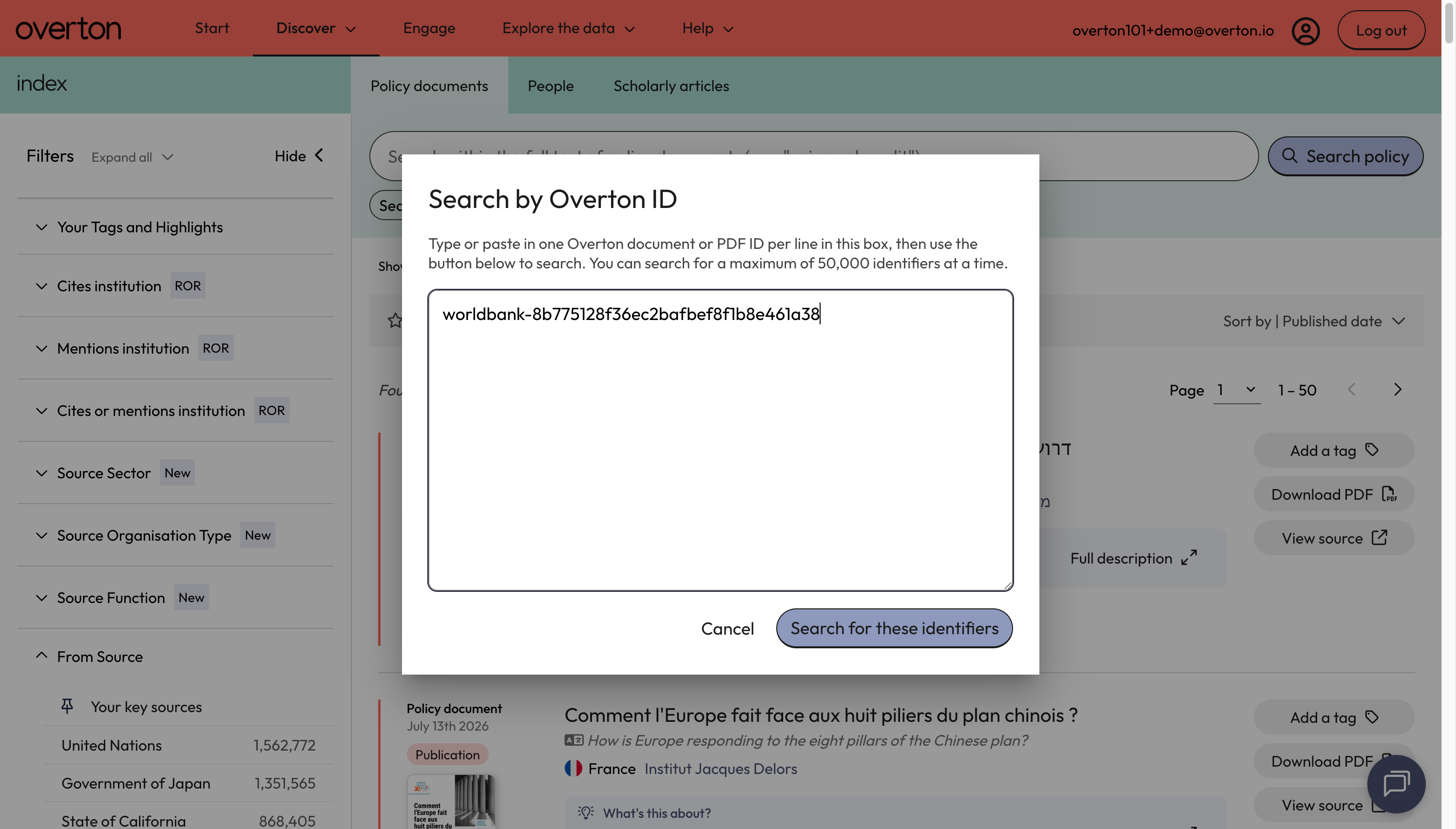 Click on 'Search for these identifiers'