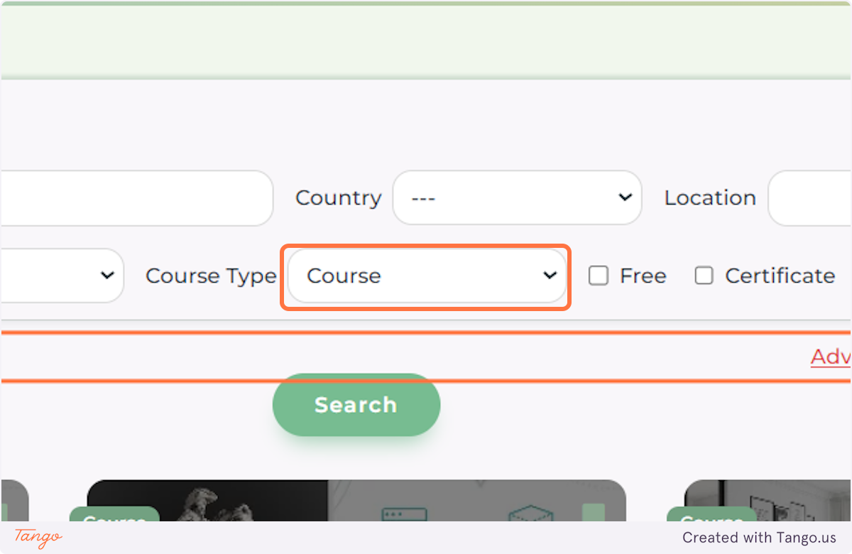 You can also select whether you are looking for free events or for courses that offer a certificate.