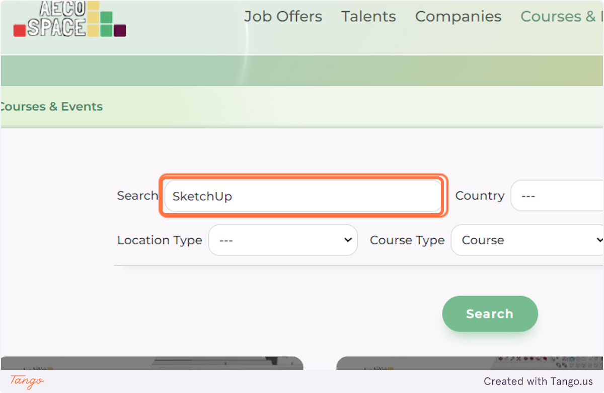 You can type in any keyword in the SEARCH field to find events that match your needs.