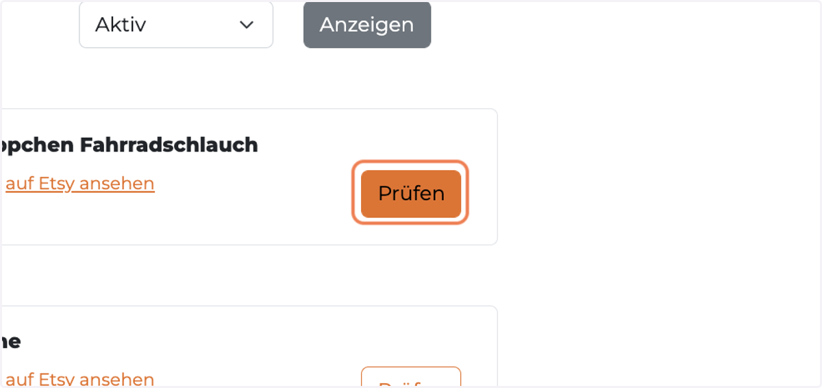 Klicke auf Prüfen und der Artikel-Checker analysiert das gewählte Listing