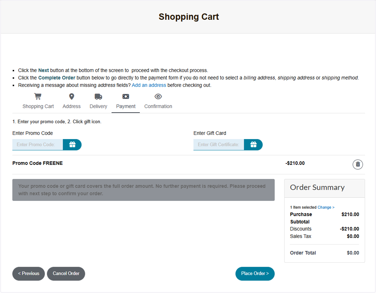 Payment Page - FREENE