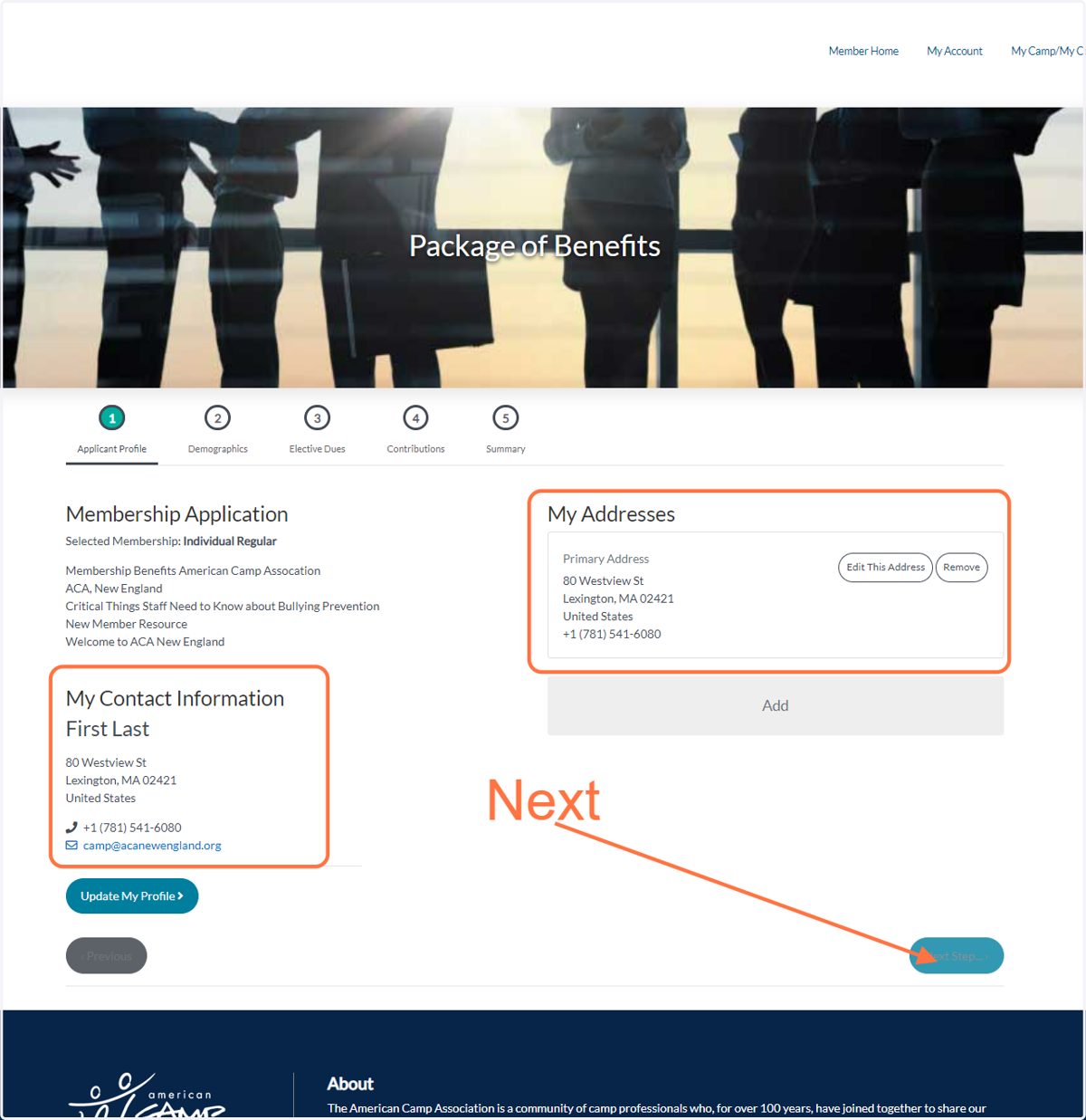 Confirm Information and Click "Continue"