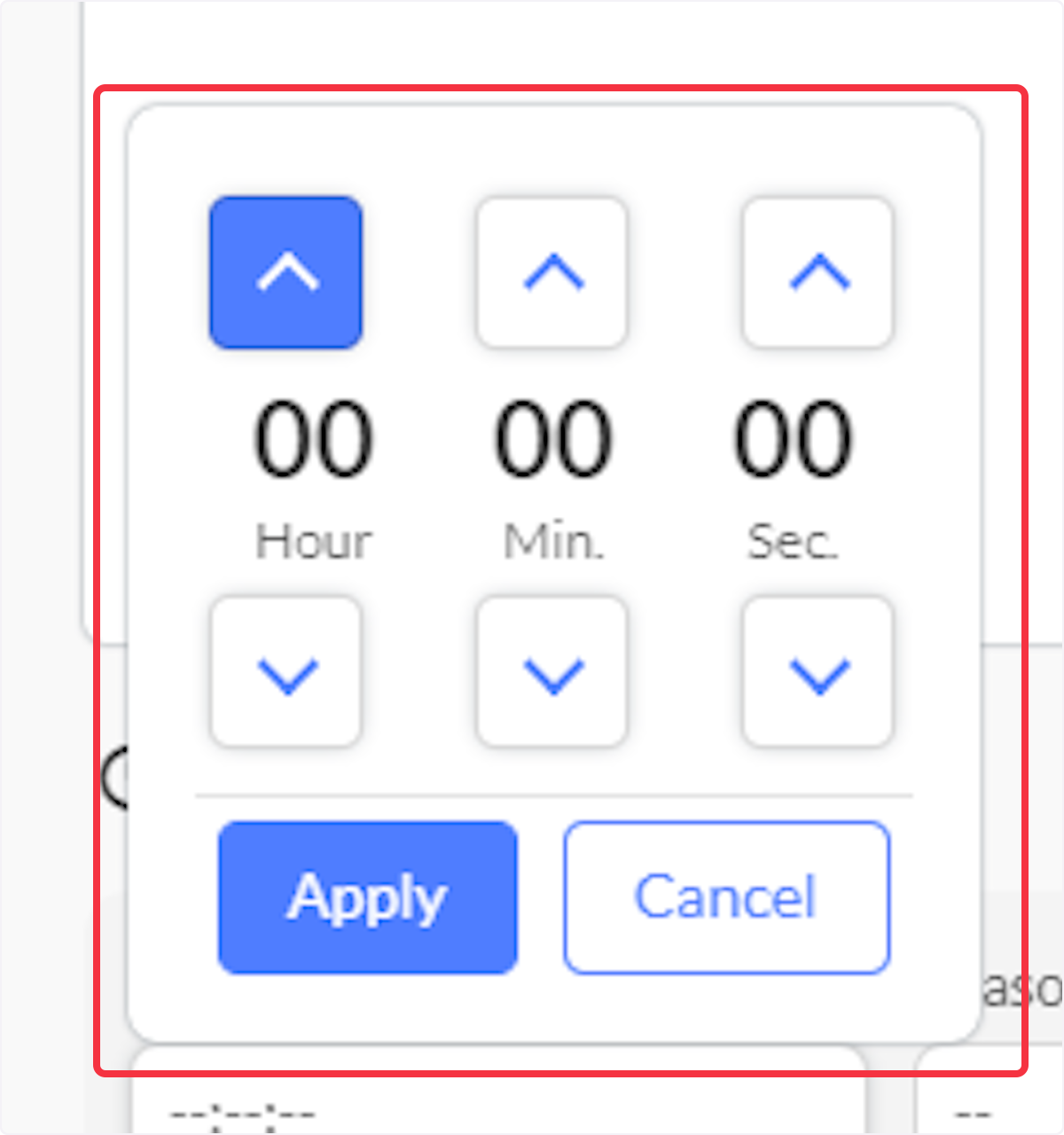 Select to input Hours, Minutes, Seconds then Apply time to adjust.