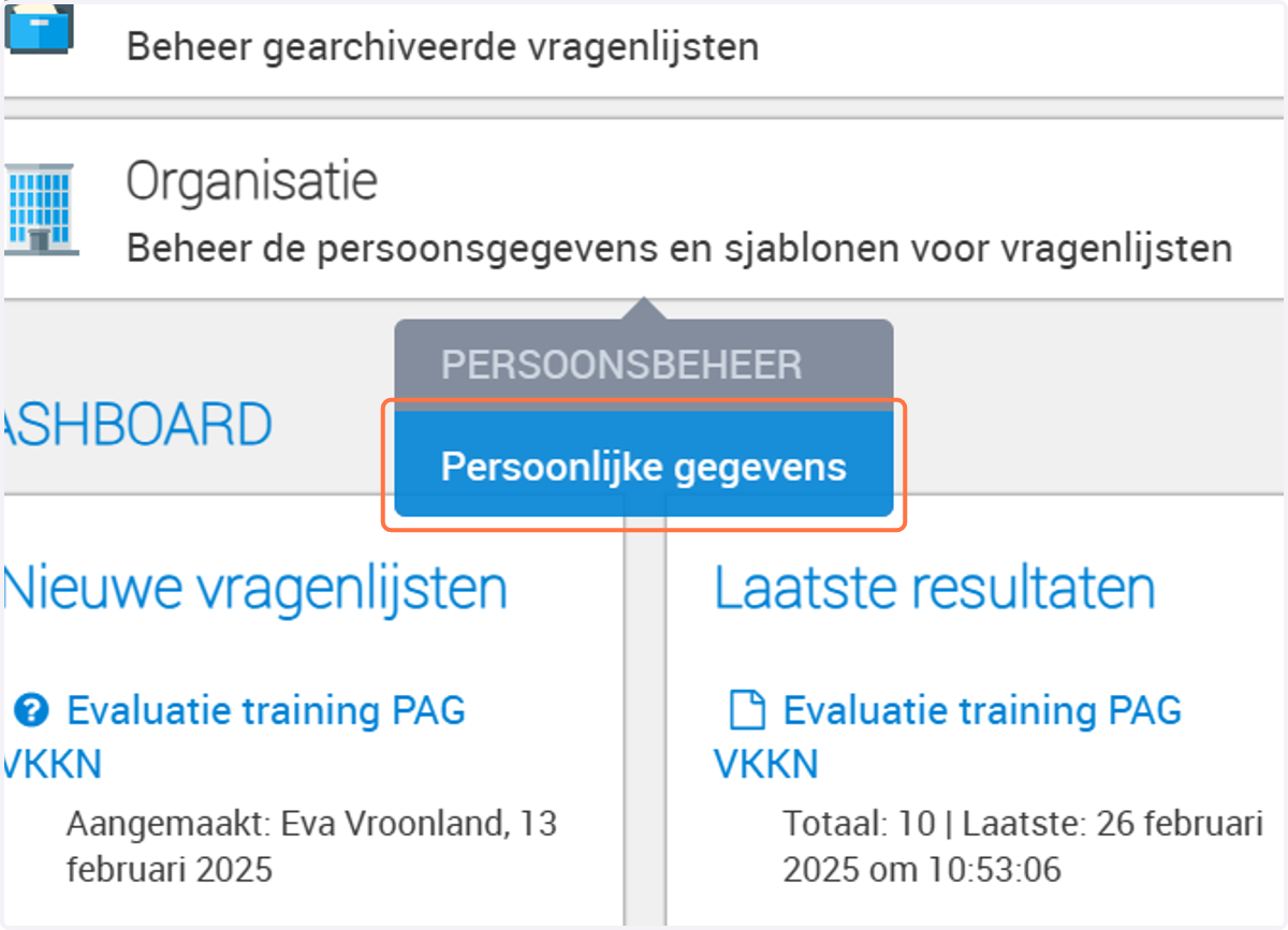 Klik op Persoonlijke gegevens